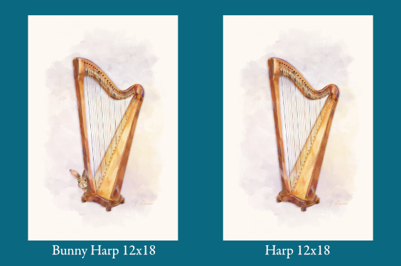 Carousel Bunny Harp Illustration